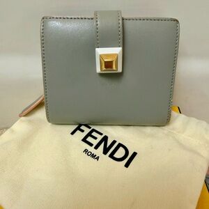 Full Inclusion FENDI Bicolor Studded Mini Wallet Bifold Coin Card Unisex
